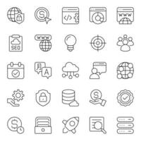 Outline icons for Search engine optimization. vector