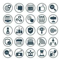 Circle glyph icons for Search engine optimization. vector