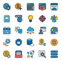 Filled outline icons for Search engine optimization. vector