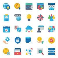 Flat color icons for Search engine optimization. vector