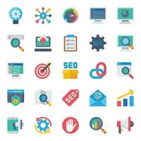 Flat color icons for Search engine optimization. vector