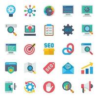 Flat color icons for Search engine optimization. vector