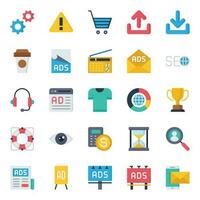 Flat color icons for Search engine optimization. vector