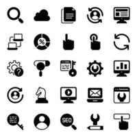 Glyph icons for Search engine optimization. vector