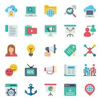 Flat color icons for Search engine optimization. vector