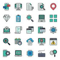 Filled outline icons for Search engine optimization. vector