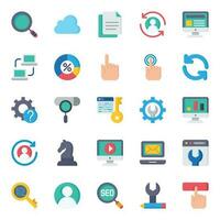 Flat color icons for Search engine optimization. vector