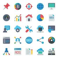 Flat color icons for Search engine optimization. vector