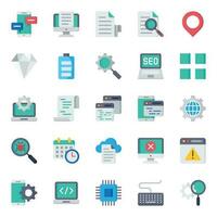 Flat color icons for Search engine optimization. vector