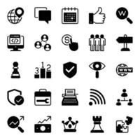 Glyph icons for Search engine optimization. vector