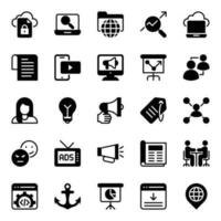 Glyph icons for Search engine optimization. vector