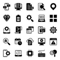 Glyph icons for Search engine optimization. vector