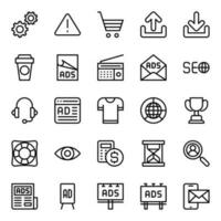 Outline icons for Search engine optimization. vector
