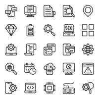 Outline icons for Search engine optimization. vector