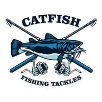 catfish fishing club badge design vector