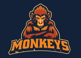 Monkey Mascot esport logo vector