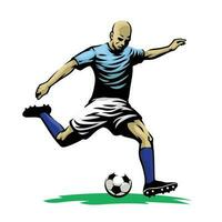 Hand drawing of Soccer Player Kicking the Ball vector