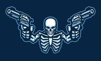 skull character with two guns vector