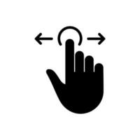 Swipe Gesture, Hand Cursor of Computer Mouse Black Silhouette Icon. Pointer Finger Glyph Pictogram. Click Double Press Touch Point Tap on Cyberspace Website Sign. Isolated Vector Illustration.