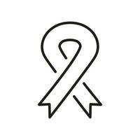 Cancer Ribbon Loop Line Icon. Support People with Cancer Sign. Hiv Awareness Day Linear Symbol. Hope, Tolerance, Solidarity Campaign Outline Pictogram. Editable Stroke. Isolated Vector Illustration.