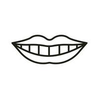 sano humano sonrisa línea icono. boca con dientes lineal pictograma. belleza labios y blanco dientes. oral cuidado. odontología contorno símbolo. dental tratamiento. editable ataque. aislado vector ilustración.