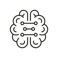 Human Brain with Circuit, Digital Technology Concept. Artificial Intelligence Symbol on White Background. Tech Science Linear Pictogram. Creative Network Black Line Icon. Isolated Vector Illustration.