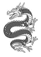 asian style Dragon in black and white vector