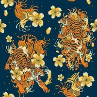 Pattern Design of Traditional Tiger Illustration vector