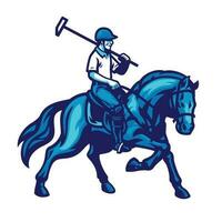 polo player riding the horse vector