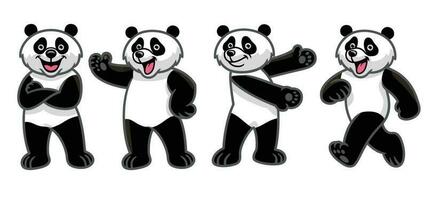 set of cartoon giant panda character vector