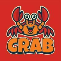 gracioso linda cangrejo dibujos animados mascota logo vector