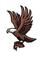 Eagle Logo Hold the Salmon Fish vector