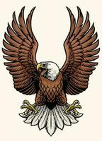 angry bald eagle in hand drawn style vector