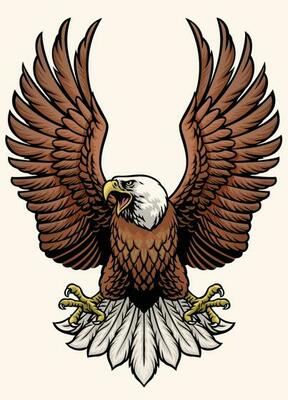 angry bald eagle in hand drawn style