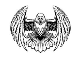 black and white eagle vector in high retailed style
