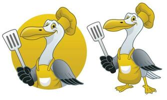 Seagull cartoon chef mascot vector