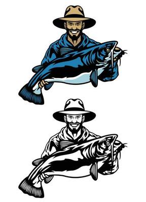 fisherman hold the big catfish