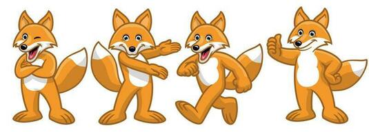 set vector of cartoon fox character