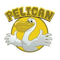 Happy cartoon pelican character vector