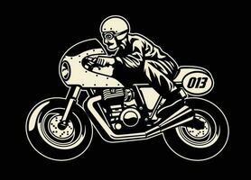 Man riding Vinatage racing Motorcycle vector