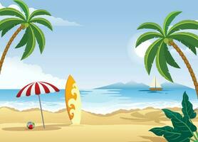 tropical beach with white sand vector