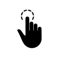 toque el gesto, el cursor de la mano para el icono de la silueta del ratón de la computadora. haga clic en presione doble toque toque el punto de deslizamiento en el signo del sitio web del ciberespacio. pictograma de glifo negro de dedo índice. ilustración vectorial aislada. vector