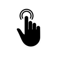 Double Click Gesture, Hand Cursor of Computer Mouse Black Silhouette Icon. Pointer Finger Glyph Pictogram. Swipe Double Press Touch Point Tap on Cyberspace Website Sign. Isolated Vector Illustration.