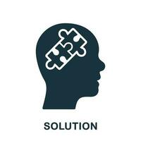 Creation Idea, Person's Brain and Jigsaw Pieces Glyph Pictogram. Puzzle in Human Head Solution Concept Silhouette Icon. Brainstorm Intellectual Process Solid Symbol. Isolated Vector Illustration.