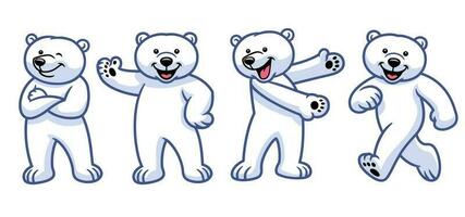 set of cartoon polar bear character vector