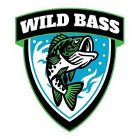 wild largemouth bass fishing badge design vector