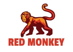logotipo de la mascota del mono rojo vector