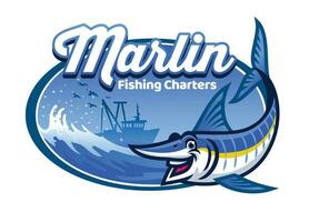 cartoon marlin fishing character vector