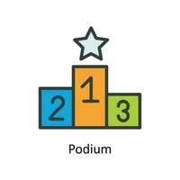 Podium Vector Fill Outline Icons. Simple stock illustration stock