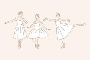 Dancing, ballet, teaching set concept vector